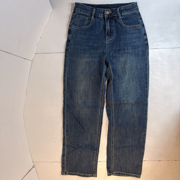 WIND OF CNOUY Denim Jeans Women's M Embroidered Logo Straight Leg - Picture 2 of 16